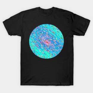 Abstract Fractal Wave Spiral Galaxy Turquoise Royal Blue Aqua Marbled Pattern Swirl Natural Flow T-Shirt